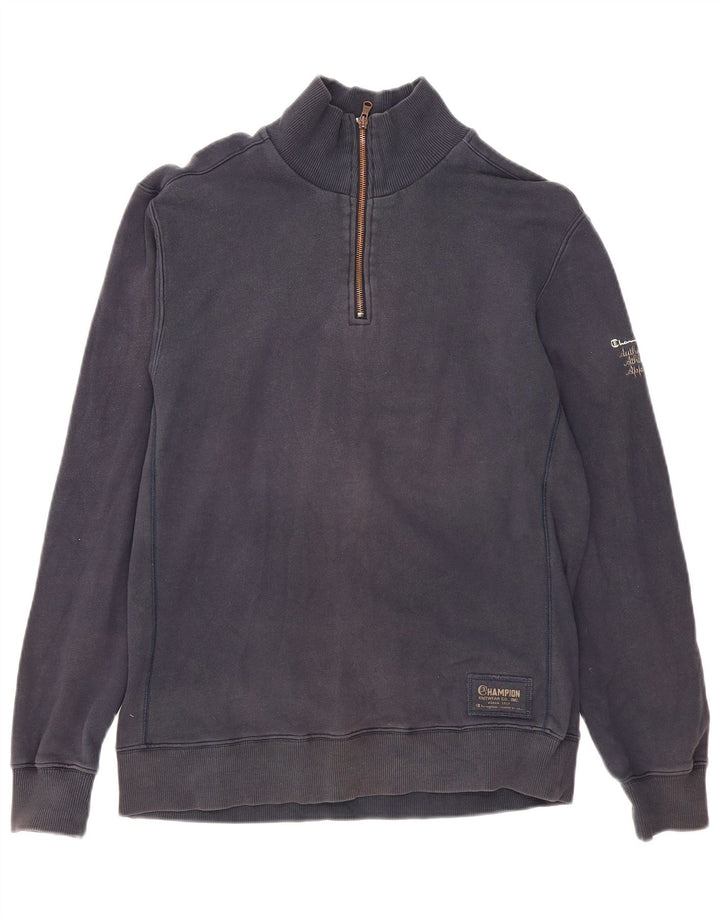 Champion Sudadera con cuello con cremallera para hombre Jumper Large Azul marino Algodón
