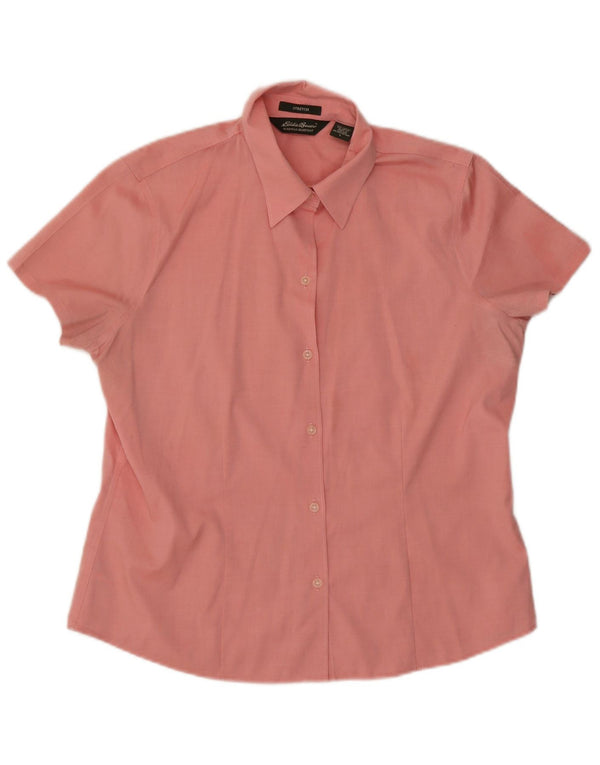 Eddie Bauer Camisa elástica de manga corta para mujer UK 46 Large Pink Cotton
