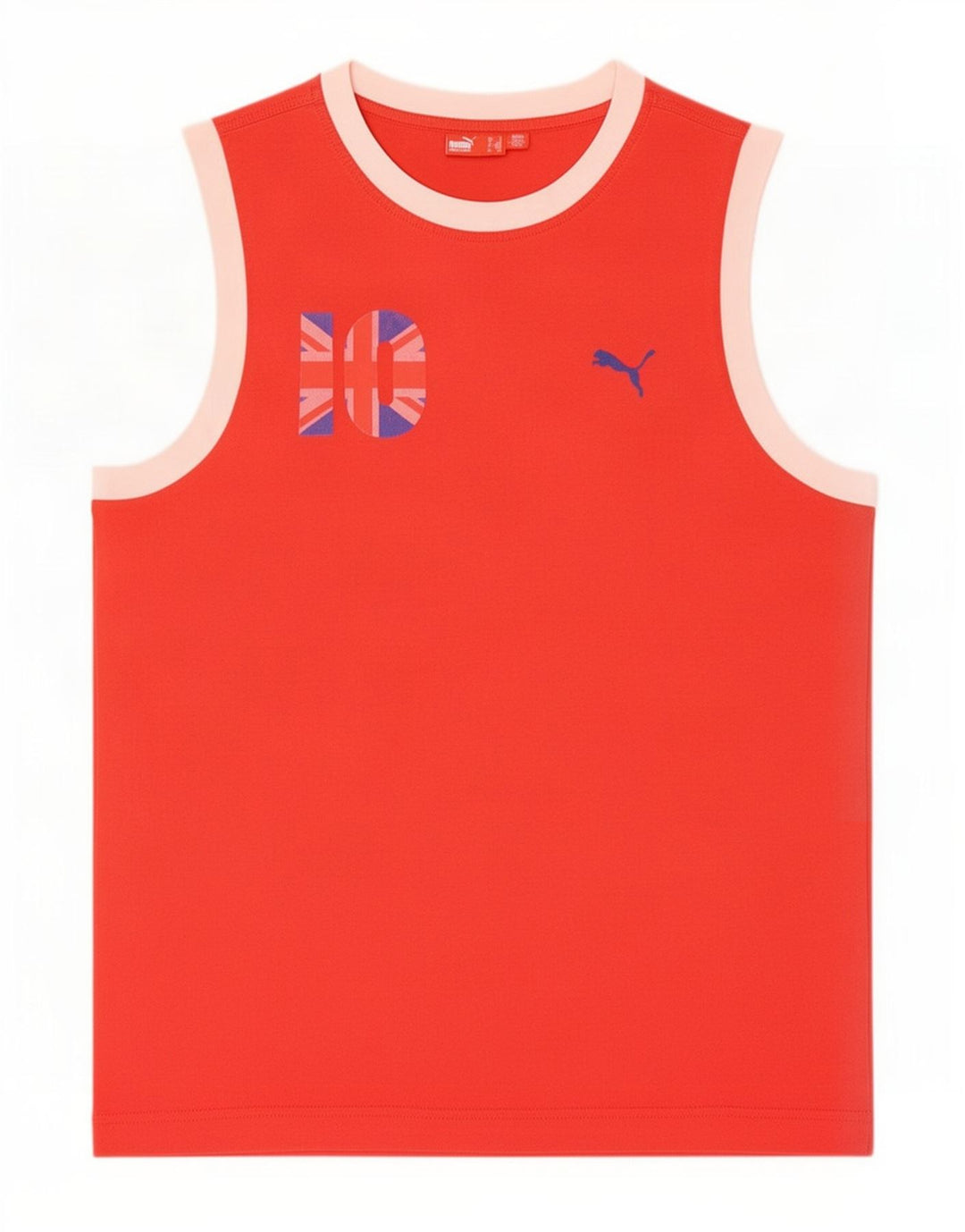 Puma Camiseta sin mangas con gráfico en bloques de color rojo medio para hombre