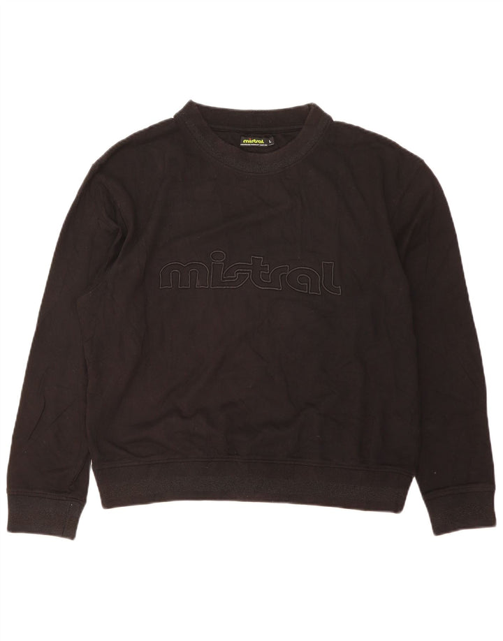 Mistral Hombre Sudadera Gráfica Jumper Large Algodón Negro