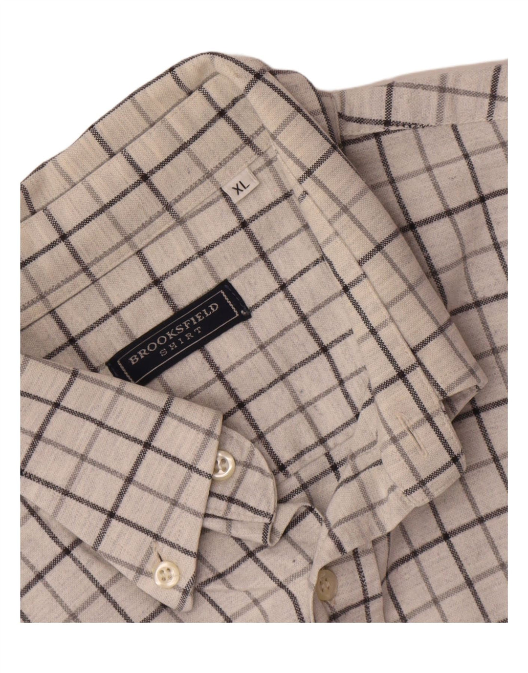 Camisa Brooksfield para hombre XL Algodón a cuadros blancos