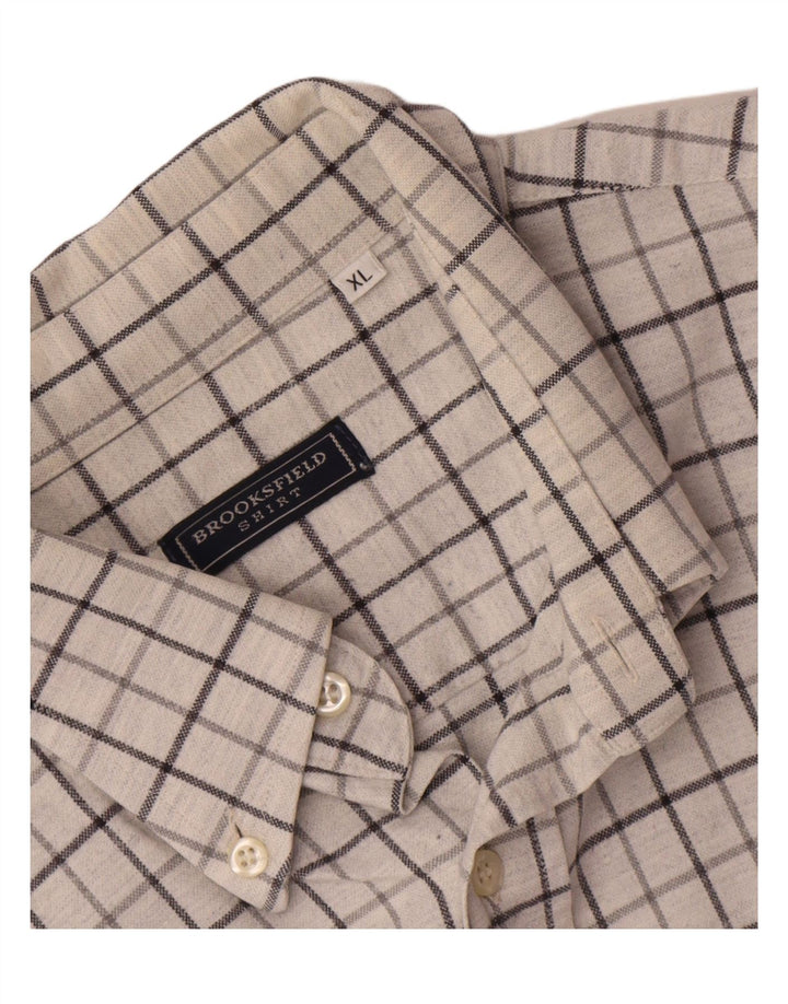 Camisa Brooksfield para hombre XL Algodón a cuadros blancos