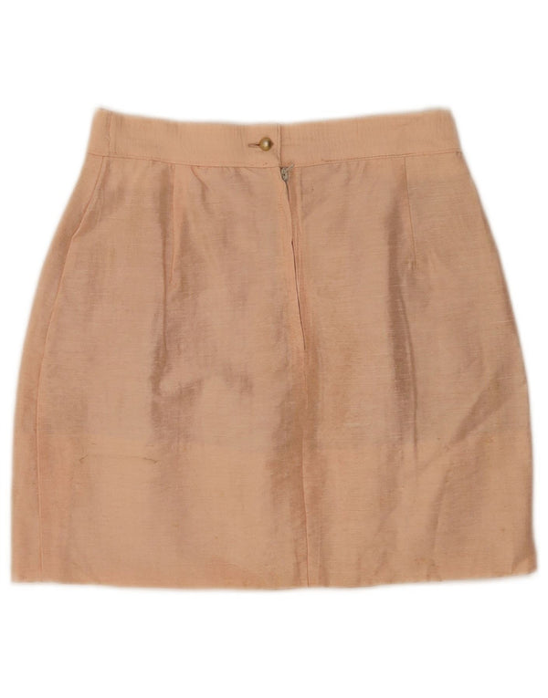 Vintage mujer cintura alta mini falda IT 42 Medio W24 Beige