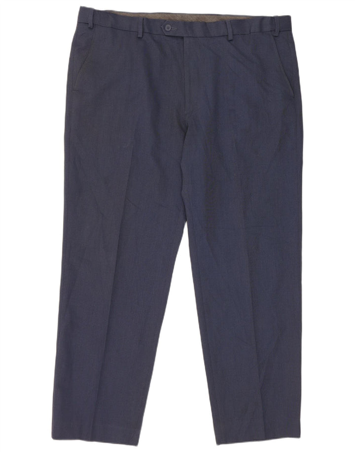 Marks & Spencer Pantalón de traje de corte regular para hombre W40 L29 Poliéster azul marino