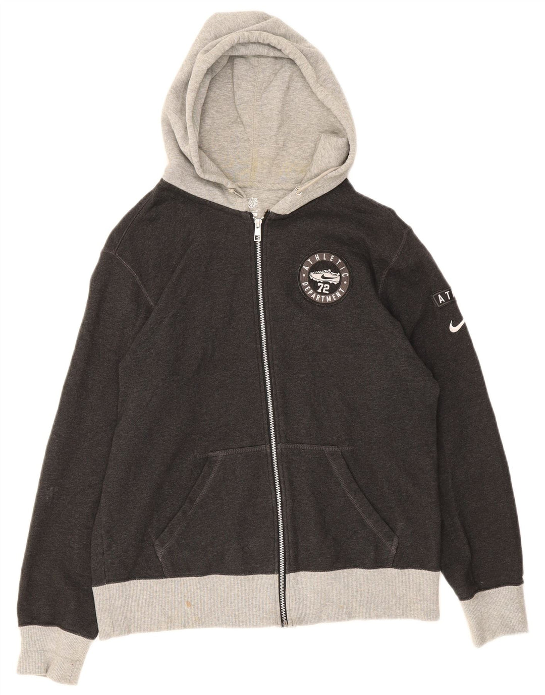 Nike Sudadera con capucha y cremallera gráfica para hombre, talla grande, algodón gris