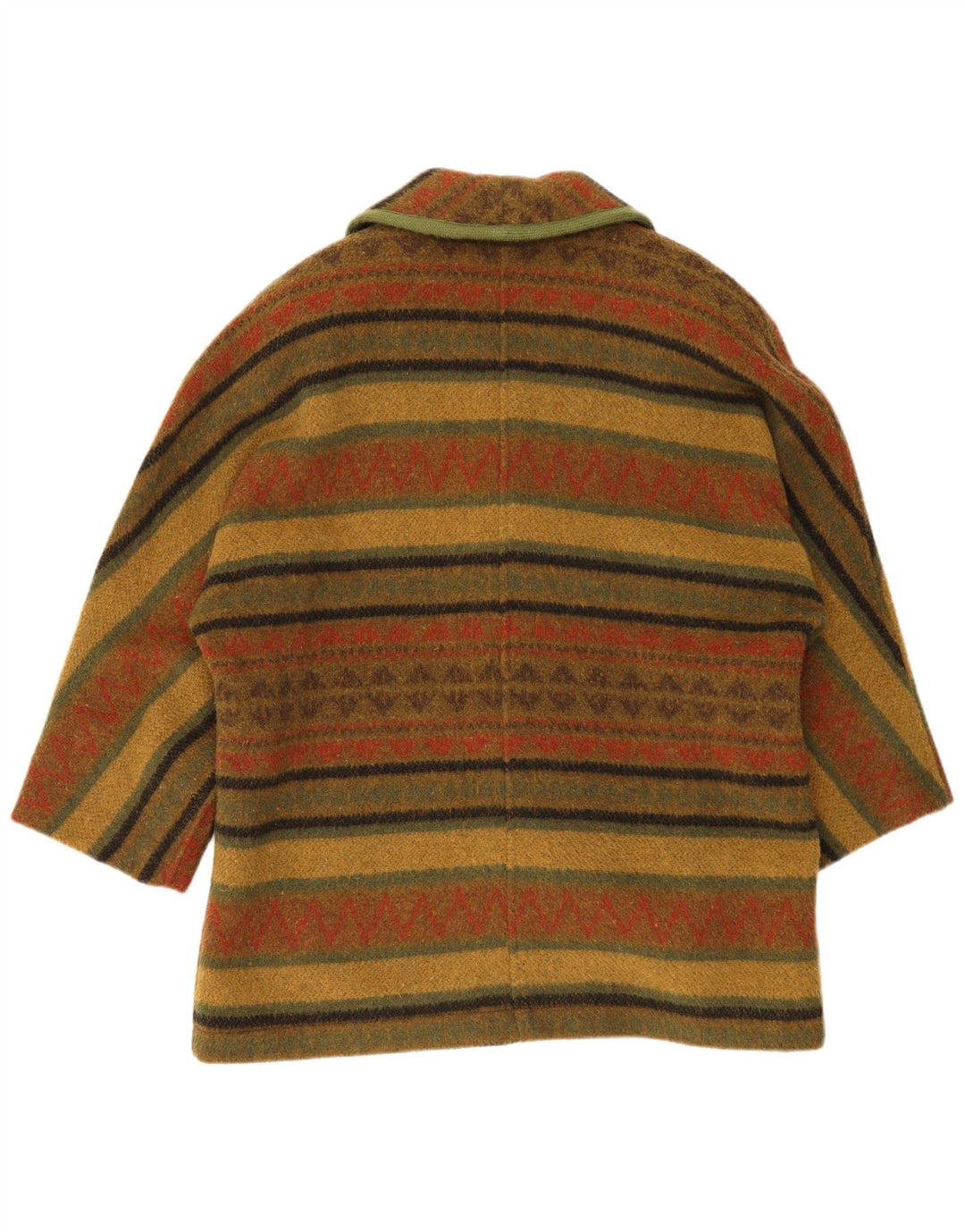 Vintage mujer abrigo Reino Unido 18 XL caqui rayas