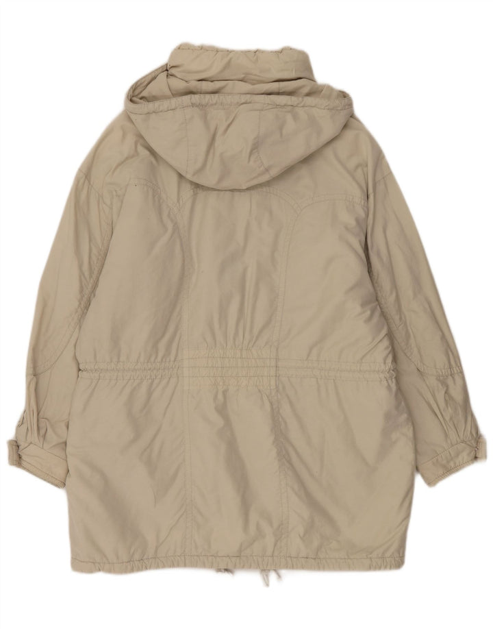 Vintage mujer con capucha abrigo cortavientos de gran tamaño EU 44 XL Beige Poliamida