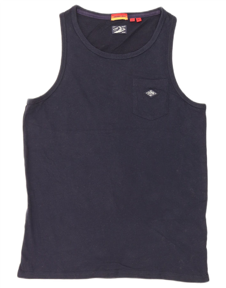 Superdry Mujer Chaleco Top UK 40 XL Algodón Azul Marino