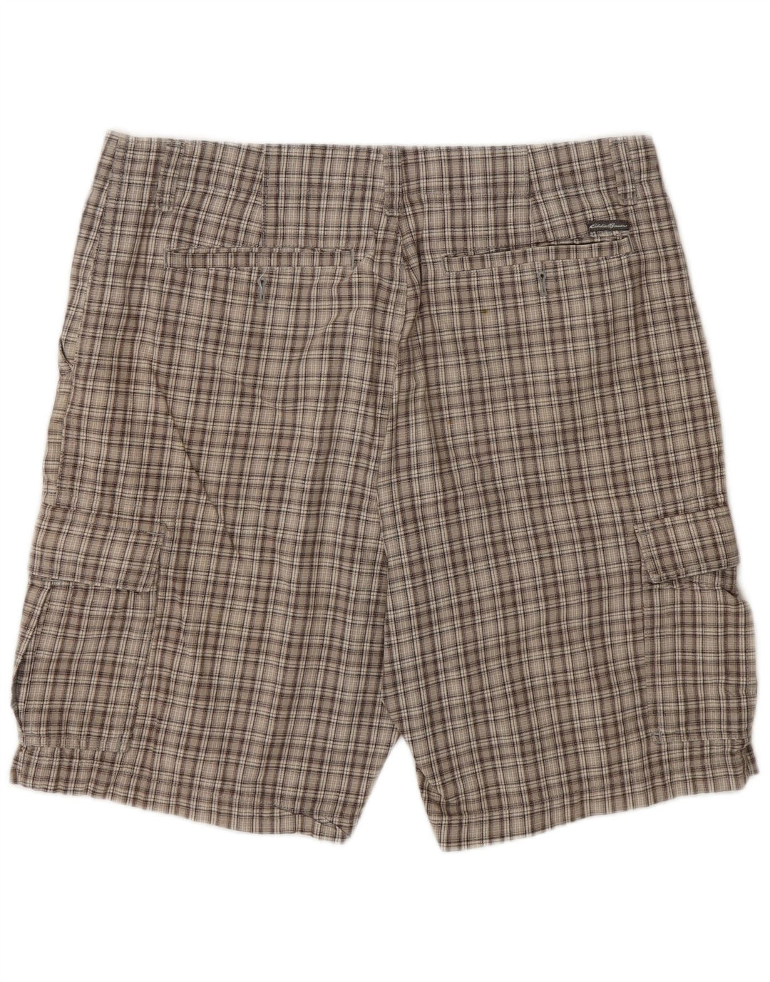 Eddie Bauer Pantalones cortos cargo para hombre grandes W35 Gris a cuadros