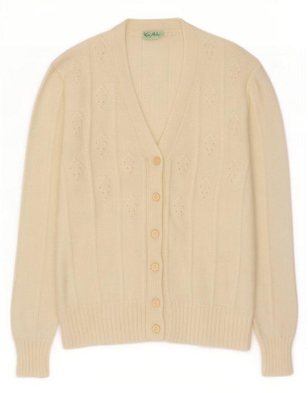 Vintage mujer Cardigan suéter Reino Unido 14 medio apagado blanco Mohair