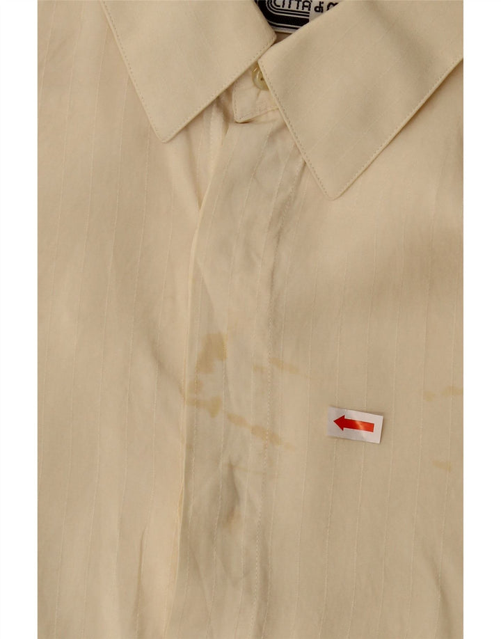 SAN REMO Mens Shirt Medium Beige Striped Vintage San Remo and Second-Hand San Remo from Messina Hembry 