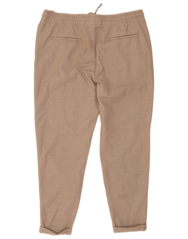 Zara Mujer Pantalón Cropped Slim XL W34 L26 Poliéster Beige