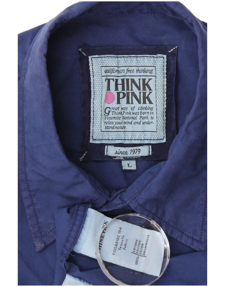 Think Pink Camisa para hombre grande Azul marino Algodón