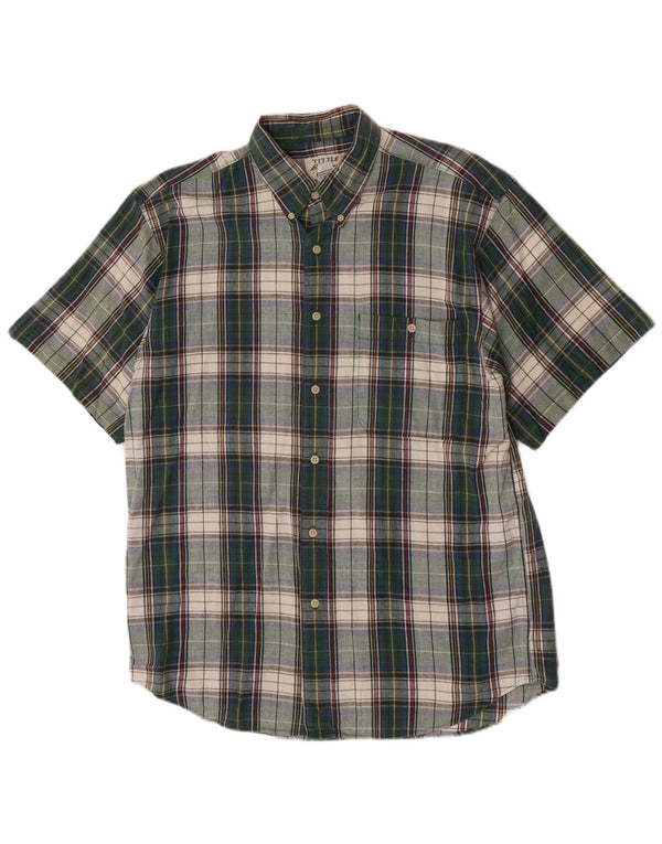 Eddie Bauer Camisa Regular Fit De Manga Corta Para Hombre Algodón A Cuadros Verde Medio