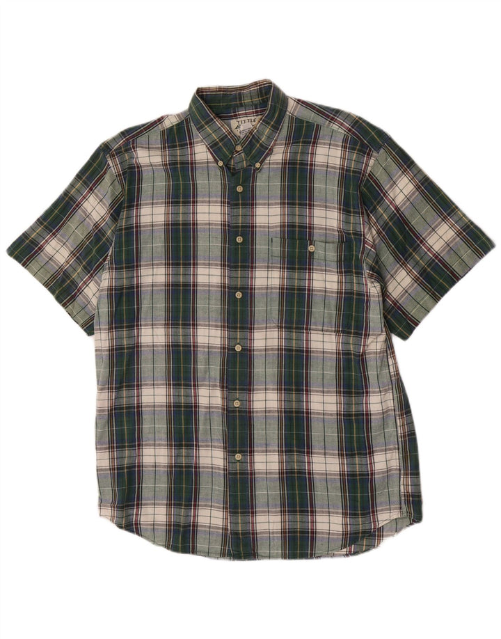 Eddie Bauer Camisa Regular Fit De Manga Corta Para Hombre Algodón A Cuadros Verde Medio