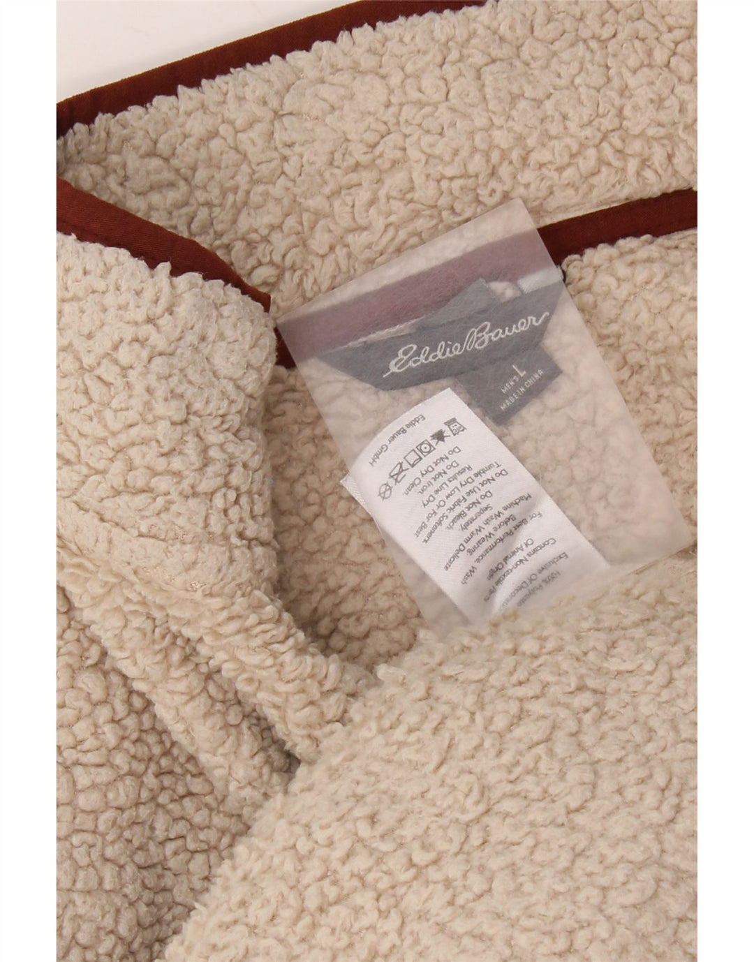 Eddie Bauer Jersey de forro polar con cuello y cremallera para hombre, poliéster beige grande