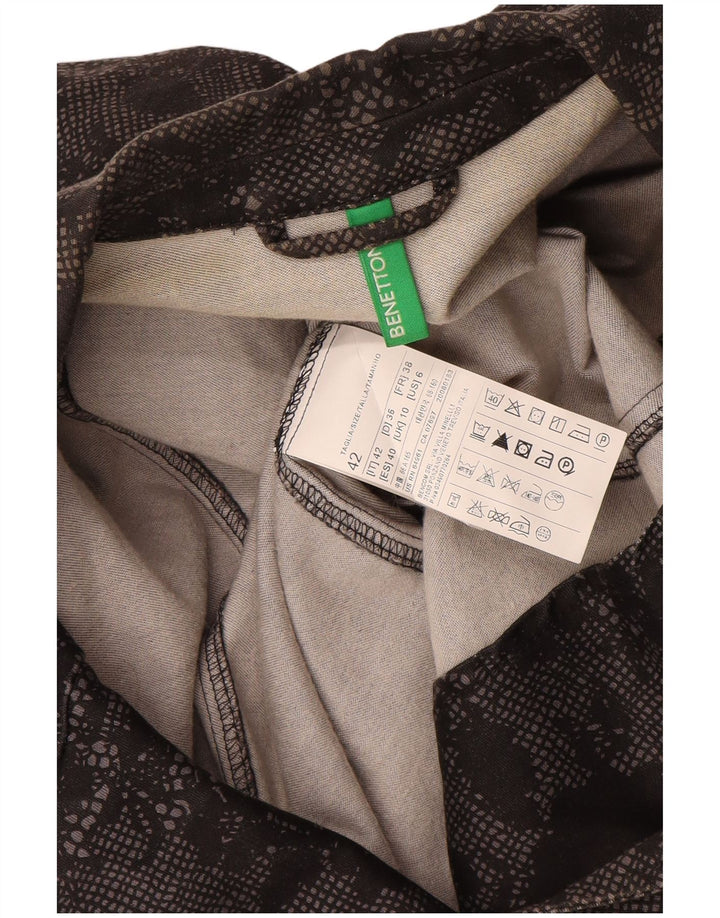 Benetton Chaqueta Americana De 1 Botón Para Mujer ES 40 Small De Algodón Floral Negro