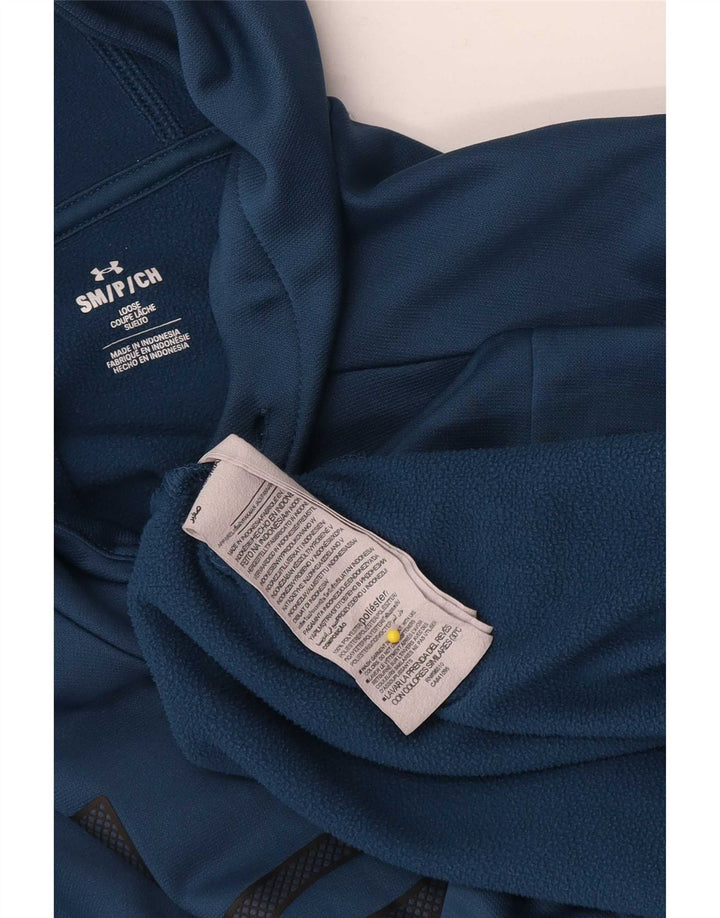 Under Armour Jersey con capucha gráfica para hombre, talla pequeña, poliéster azul