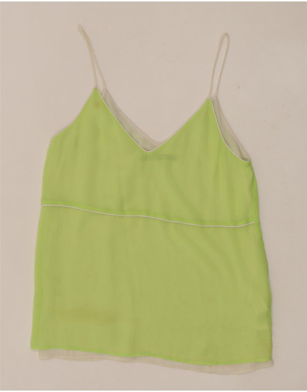 Zara Mujer Cami Top UK 10 Pequeño Poliéster Verde