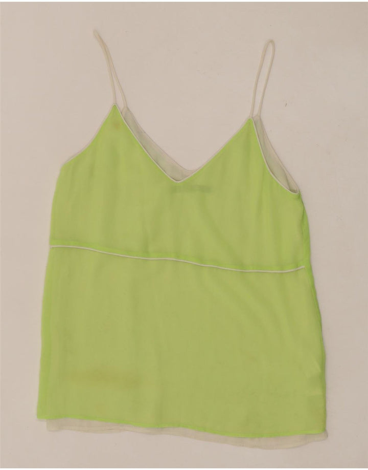 Zara Mujer Cami Top UK 10 Pequeño Poliéster Verde