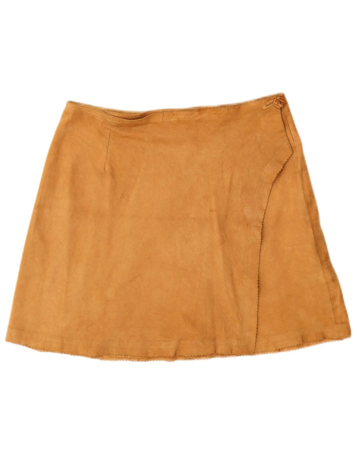 Stefanel Falda cruzada de ante para mujer IT 44 Medium W28 Cuero marrón