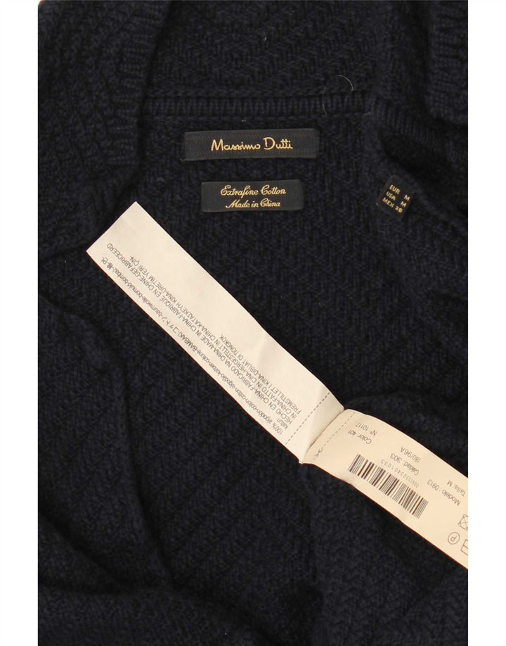 Massimo Dutti Jersey Cárdigan Hombre Mediano Azul Marino Algodón