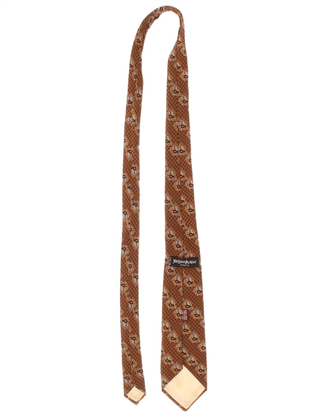 Corbata Yves Saint Laurent para hombre Talla única Marrón Geométrica Seda Clásica