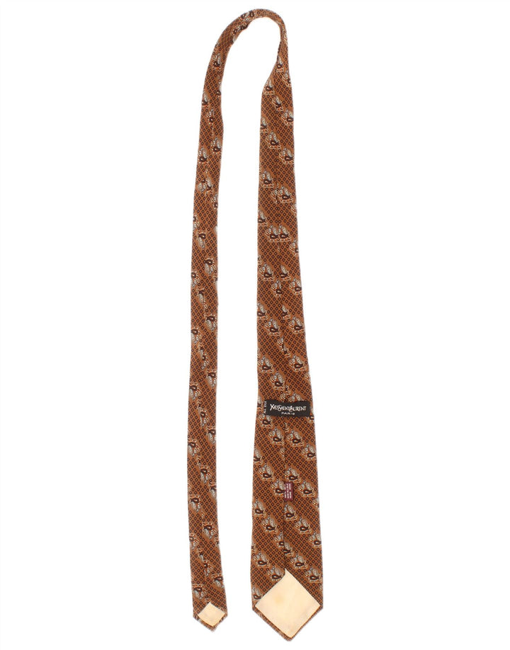 Corbata Yves Saint Laurent para hombre Talla única Marrón Geométrica Seda Clásica