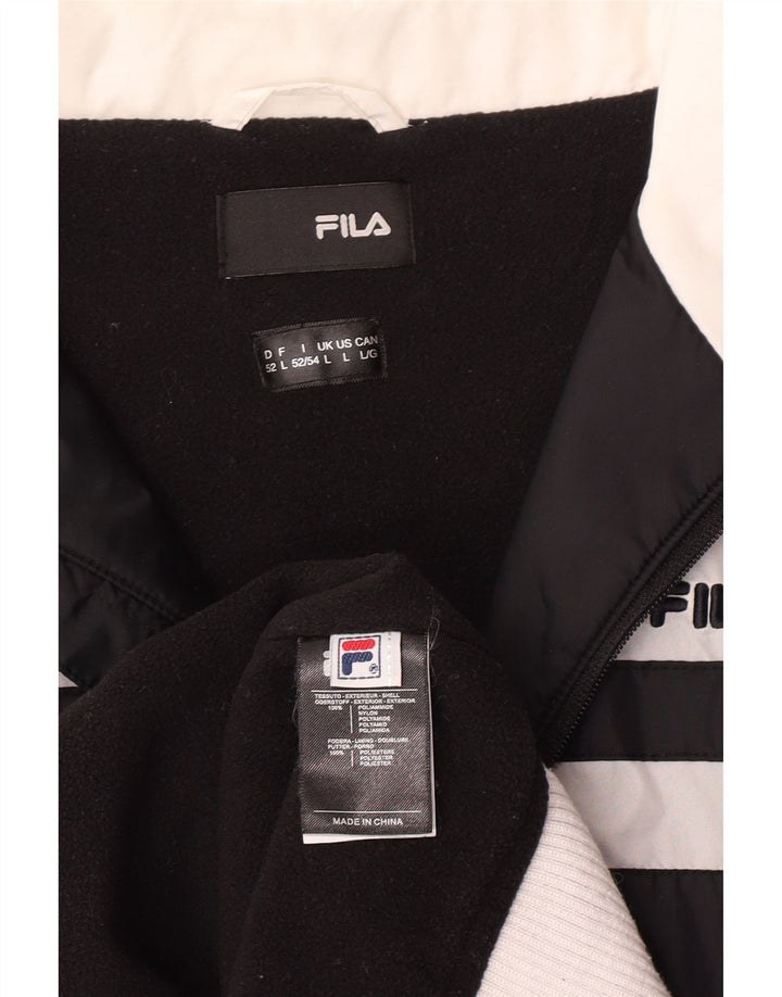 Fila Chaqueta bomber para hombre UK 40 Large Poliamida negra con bloques de color