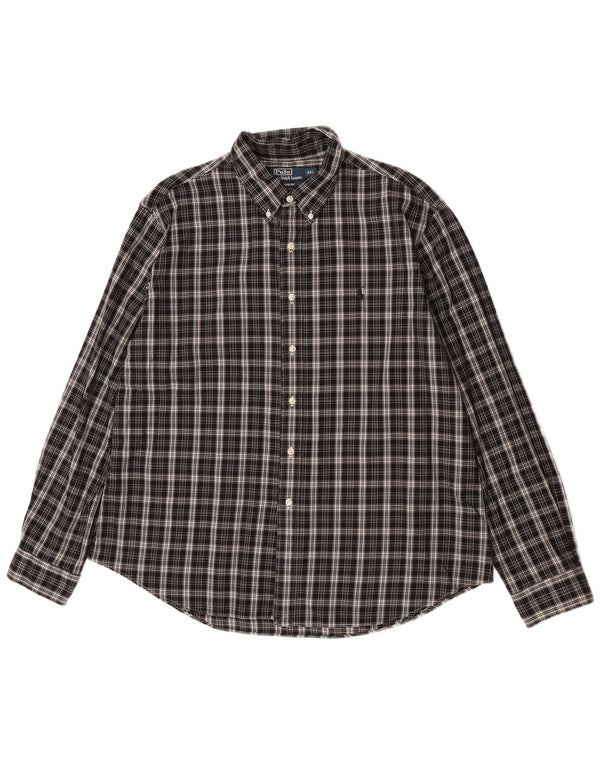 Polo Ralph Lauren Camisa de ajuste personalizado para hombre 2XL Algodón a cuadros negro