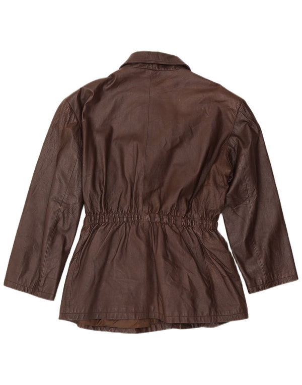 Vintage mujer chaqueta de cuero Reino Unido 20 2XL marrón