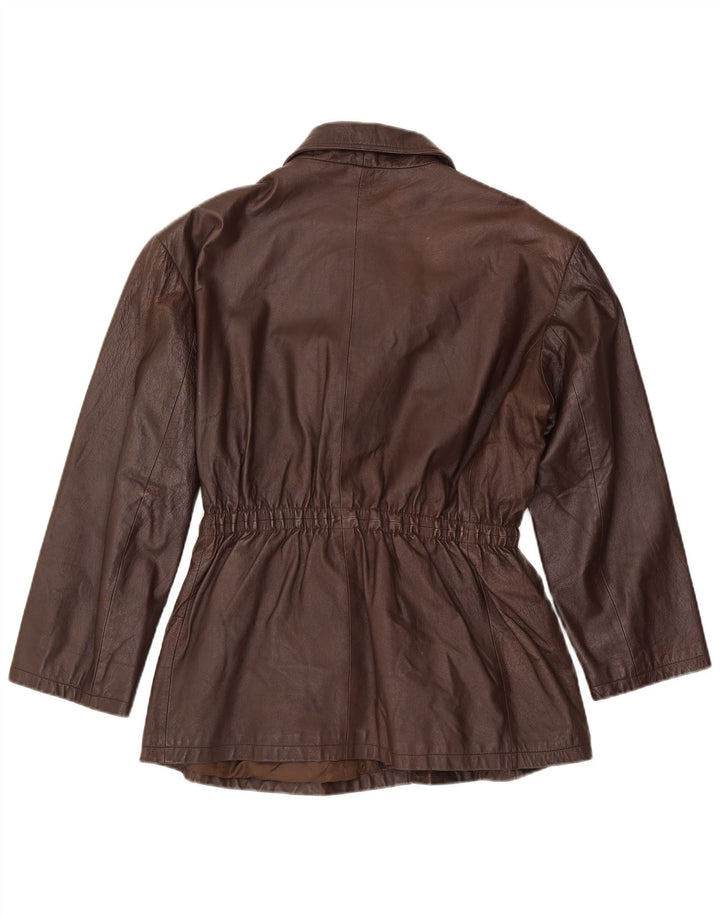 Vintage mujer chaqueta de cuero Reino Unido 20 2XL marrón