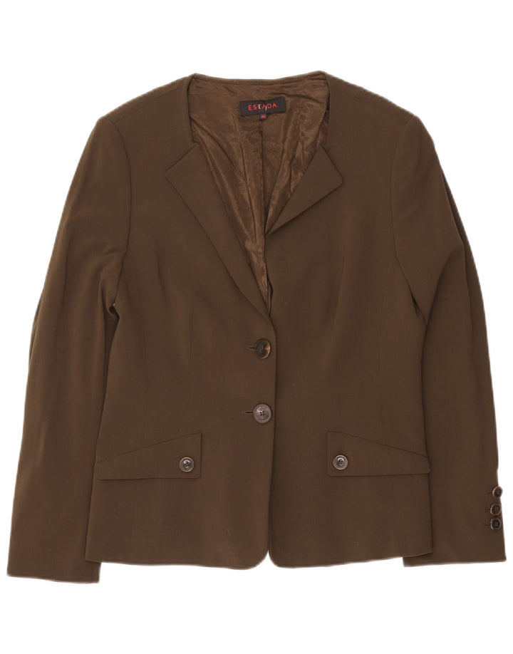 Escada Chaqueta tipo blazer de 2 botones para mujer EU 40 Lana marrón medio