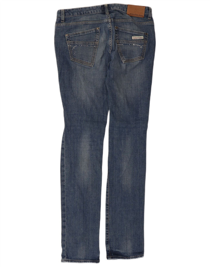 Calvin Klein Vaqueros Slim Desgastados para Mujer W30 L33 Algodón Azul