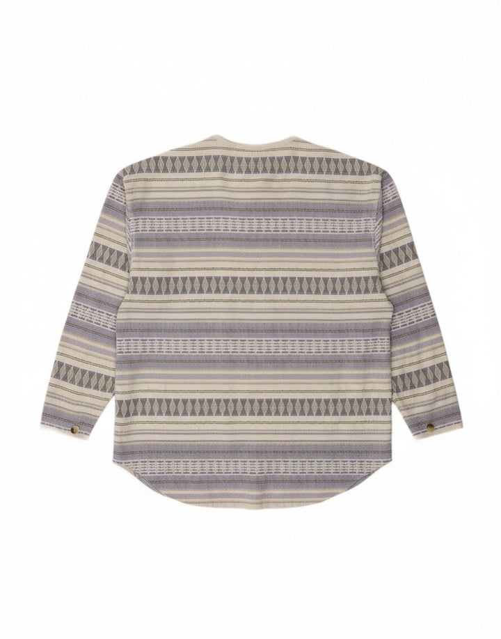 JOHN BANER Mens Pullover Shirt Large Multicoloured Fair Isle Cotton Aztec