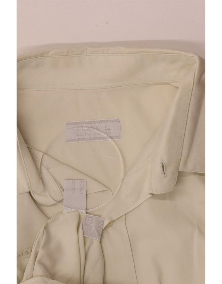 Prada Camisa para hombre Talla 41 16 Grande Algodón blanquecino
