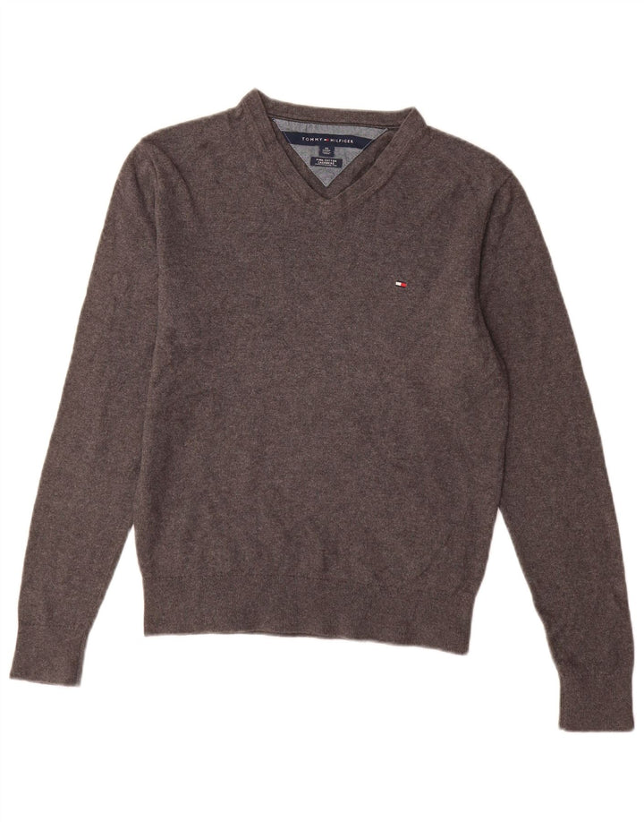 Tommy Hilfiger Jersey con cuello en V para hombre XS Algodón gris