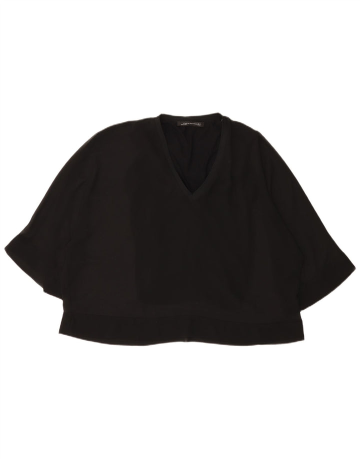 Zara Mujer Blusa Manga 3/4 Top UK 42 Medium Negro