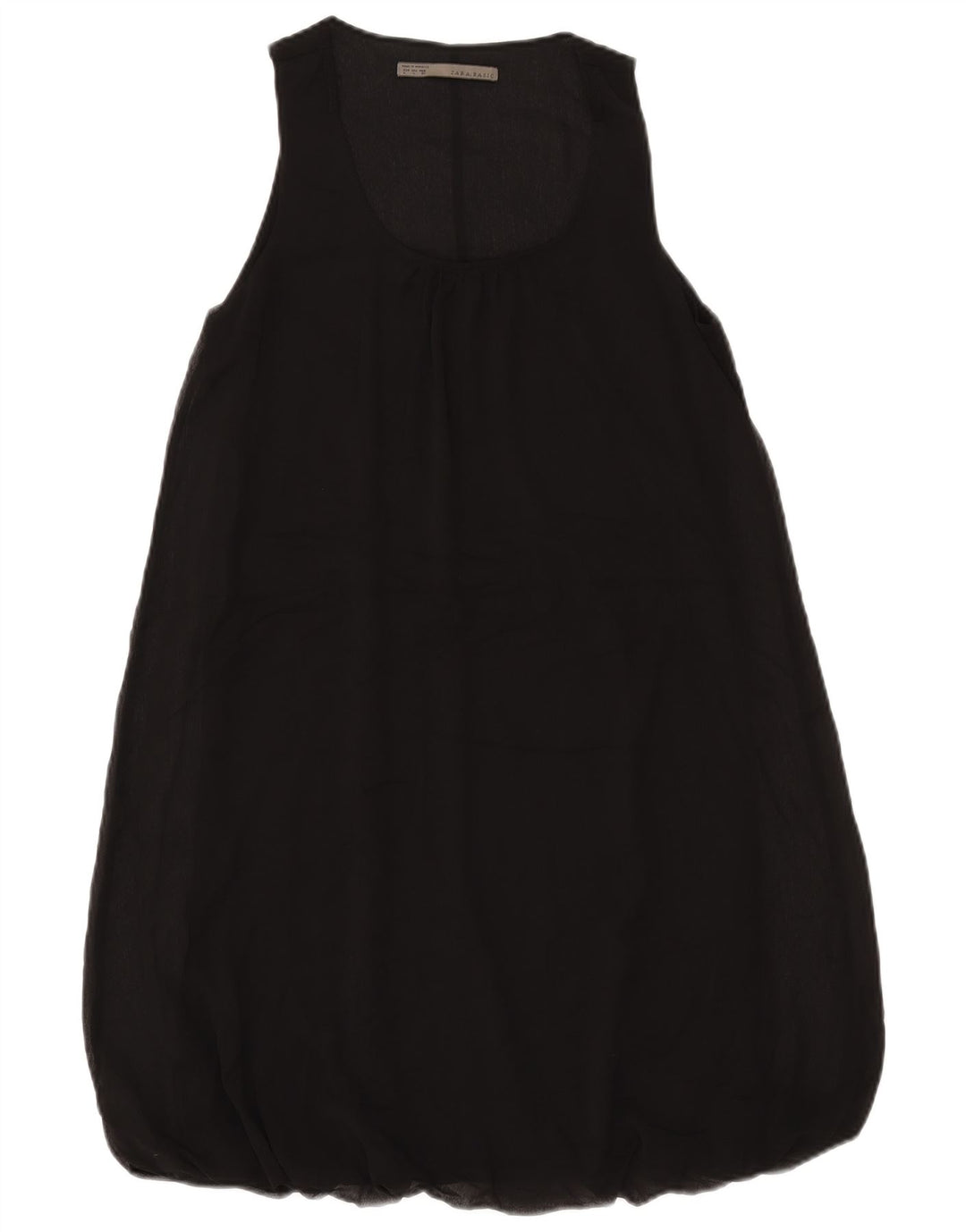 ZARA Vestido Burbuja Sin Mangas Mujer UK 44 Grande Poliéster Negro
