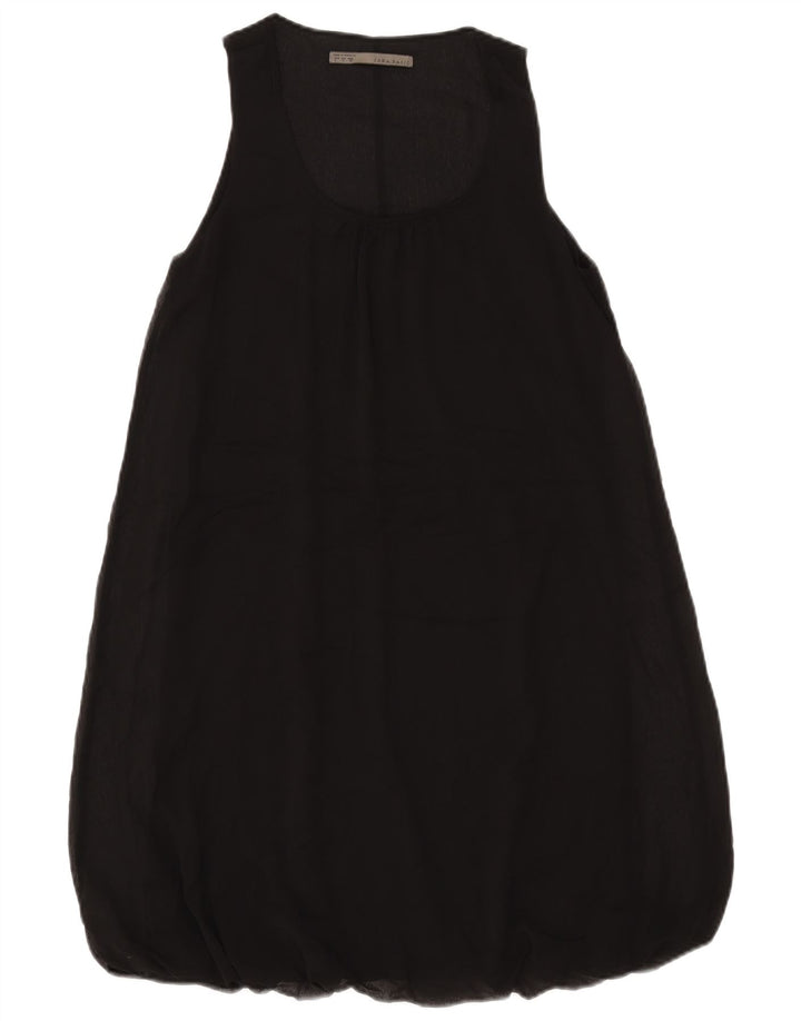 ZARA Vestido Burbuja Sin Mangas Mujer UK 44 Grande Poliéster Negro