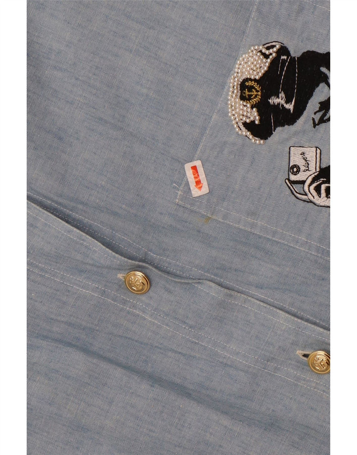 Camisa gráfica vintage para mujer Reino Unido 18 XL Azul