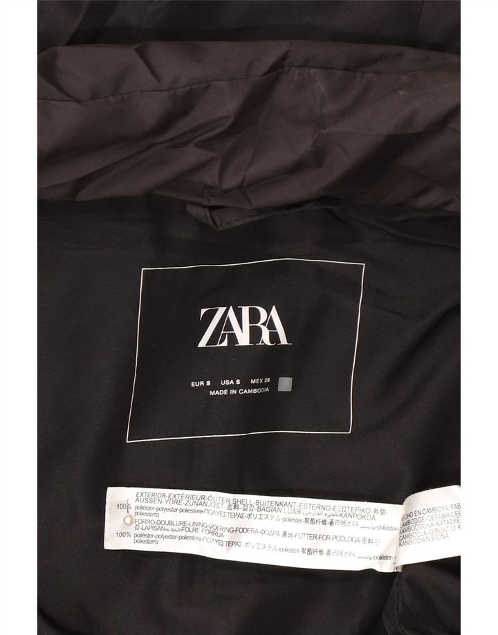 Zara Mujer Abrigo Acolchado Sin Mangas Con Capucha UK 44 Medio Negro Poliéster