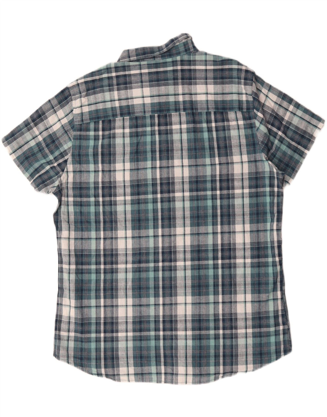 M&CO Camisa de manga corta para hombre XL Algodón a cuadros azul