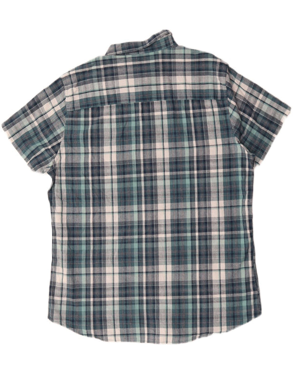 M&CO Camisa de manga corta para hombre XL Algodón a cuadros azul