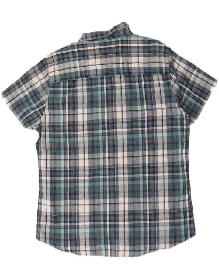M&CO Camisa de manga corta para hombre XL Algodón a cuadros azul
