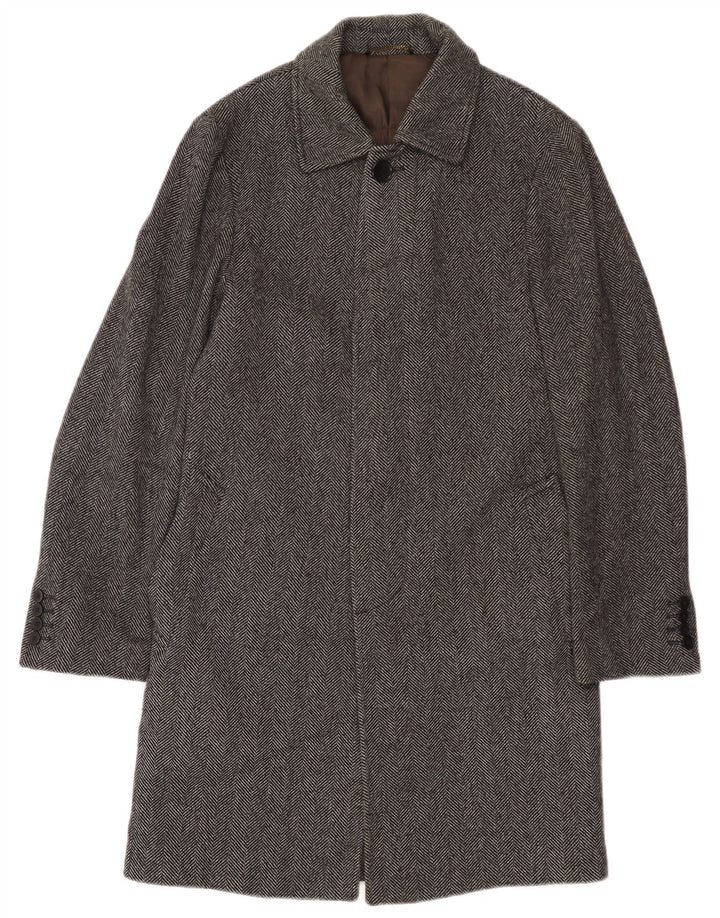 John Lewis Abrigo de corte regular a medida para hombre UK 36 Small Grey Herringbone
