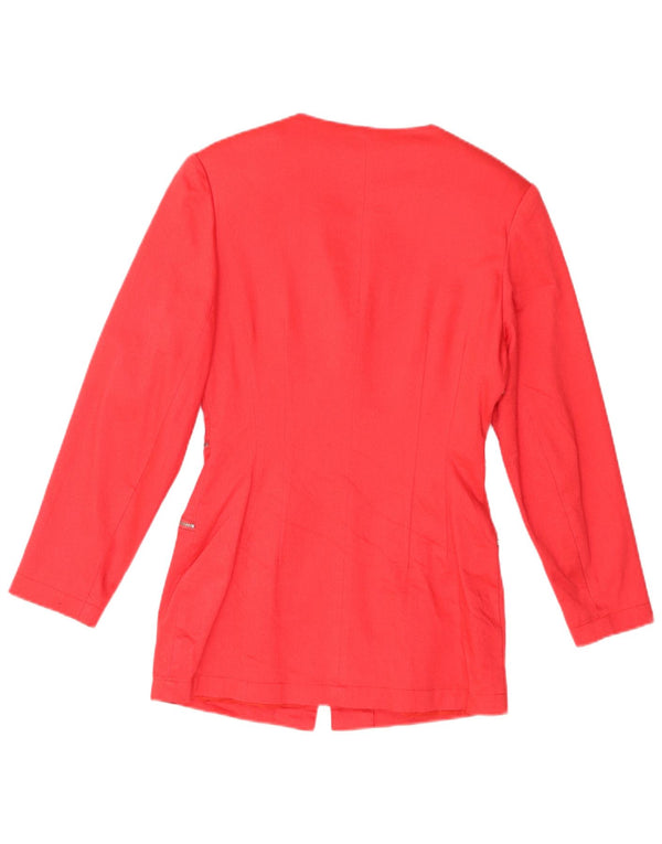 Vintage mujer chaqueta blazer con cremallera completa Reino Unido 8 pequeña viscosa roja