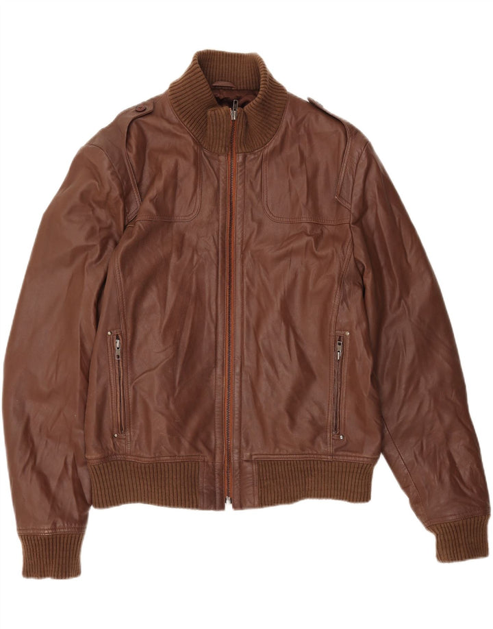 Vintage chaqueta de cuero para hombre Reino Unido 40 cuero marrón grande