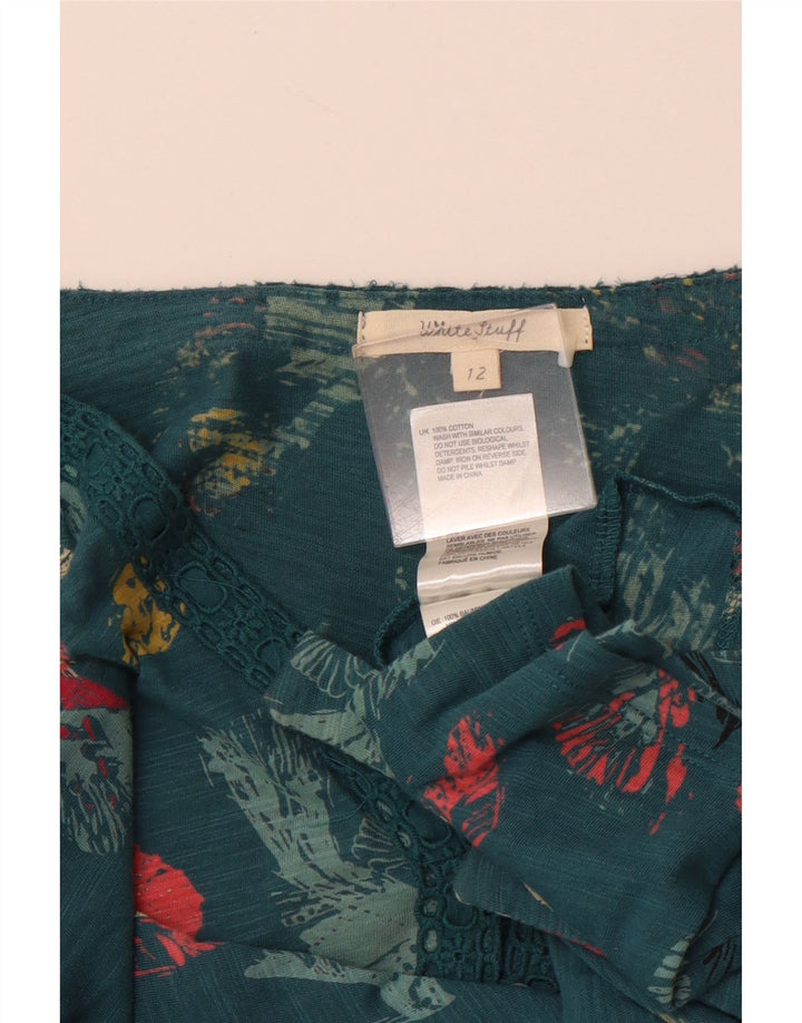 WHITE STUFF Vestido tubo de manga 3/4 gráfico para mujer UK 40 Verde medio