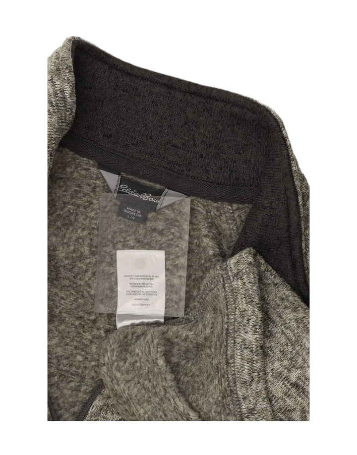 EDDIE BAUER Mens Zip Neck Sweatshirt Jumper Large Grey Flecked Polyester Vintage Eddie Bauer and Second-Hand Eddie Bauer from Messina Hembry 